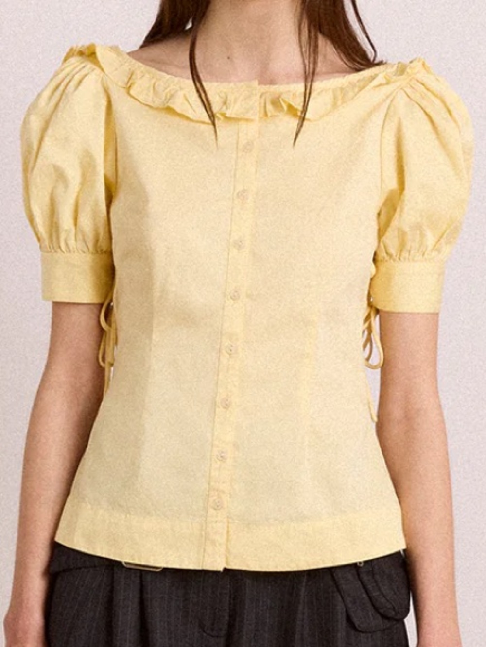 NWT Damson Madder Butter Yellow Puff Sleeve Open Back Blouse UK 10 US 6